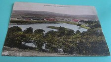 LLANDRINDOD WELLS, POWYS WALES BIRDS EYE VIEW LAKE VINTAGE POSTCARD UNPOSTED