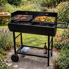 Charcoal bbq grill half - bbq, barrel