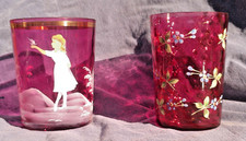 2 Antique Vintage Cranberry