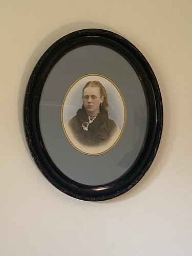 Large antique oval pine - pine, framed
