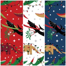 Polycotton Fabric Deco Dinos Dinosaur Lights Party Christmas Festive