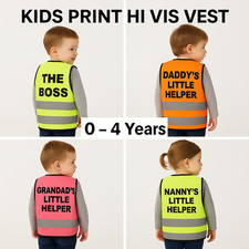 HI VIZ KIDS INFANTS BABY FLUORESCENT PRINTED OUTDOOR SAFETY VEST