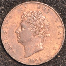 Halfpenny 1827 George IV (T40)