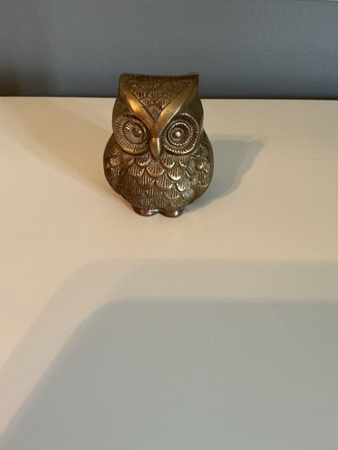 Solid brass owl figurine - solid,