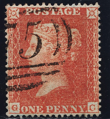 1855 penny red spec plate - spec,