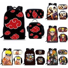 3D Naruto Anime Backpack Set Knapsack Student Shoulder Bag Pencil Case Kids Gift