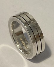 Vtg (2002 Jubilee HM’d) Chunky/Heavy Sterling Silver Band Ring. Size M (10.59g!)