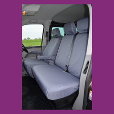 VW Transporter T5 T6 2010-2025 Grey Tailored Waterproof Front 3 Seat Covers