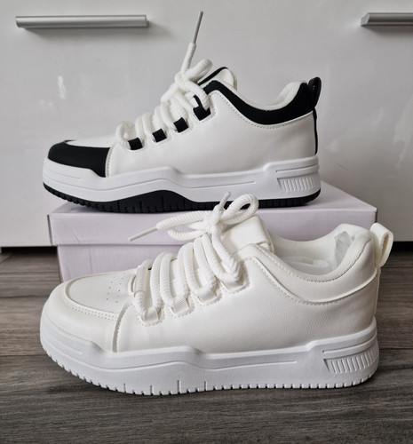 Womens white black low top - white, ,