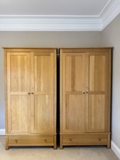 2 X Oak Wardrobes With Low Level Drawers