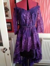 Custom Made Ladies Evening Dress Lace Over Lay Dipped Hem Size 12