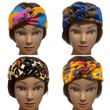 African Fabric Turban Cross Knot Hair Bandana Head Band Wrap - 8 Options