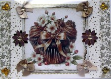 Chocolate Cupcake  Hand Crafted Decoupage Greeting Birthday  Card - Blank (2899)