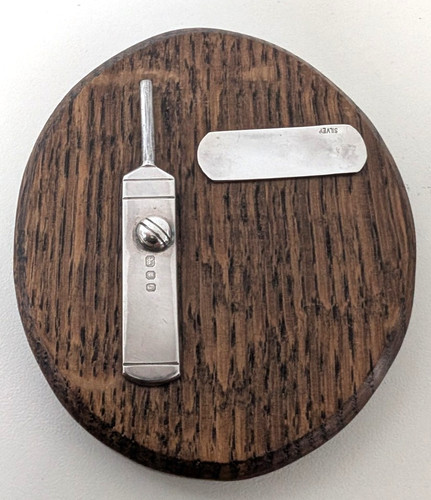 Solid silver cricket plaque - solid,