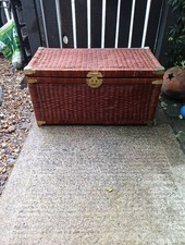 Vintage Wicker Storage Trunk Blanket Box