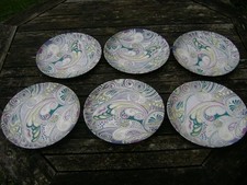 MONSOON DENBY set of 6 fine china DINNER PLATES COSMIC 21cm diameter