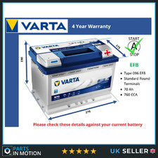 EFB Car Battery N70 Varta 096