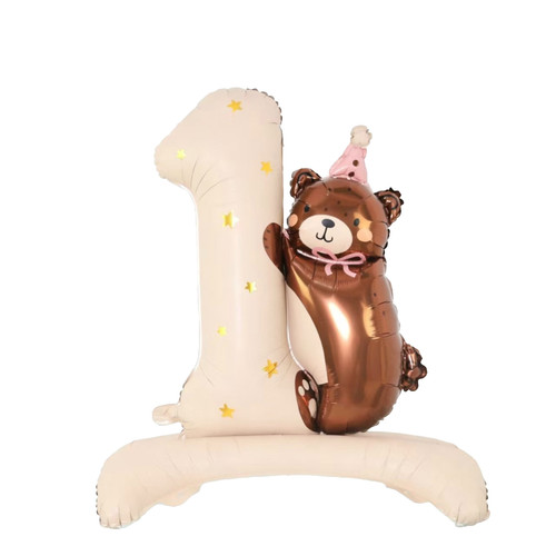 Bear 1st birthday balloon - bear,