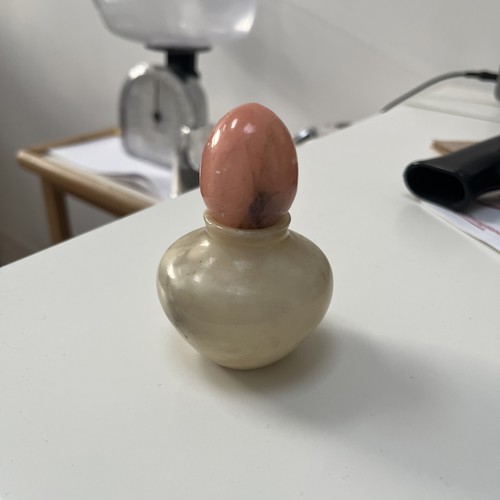 Italian alabaster lidded snuff - alabaster,