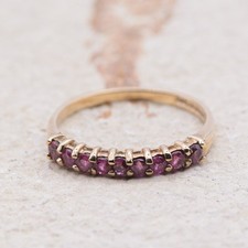 9ct Gold Ruby Half Eternity Ring | UK Size N 1/2 | US Size 7