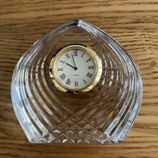 Vintage style pressed glass Quartz desk clock/paperweight - full working cond.