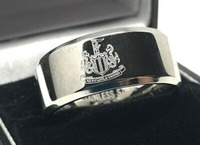 NEWCASTLE UNITED FC STAINLESS STEEL CREST BAND RING COMPLETE GIFT BOX NUFC UTD