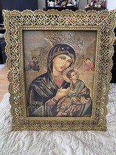 "Religious icon banner our Virgin Mary Print And The Child Icon In Ornate Frame
