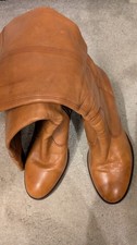 Dune Tall Tan Boots Size 4, Nice Leather, Good Heel Strong Zip