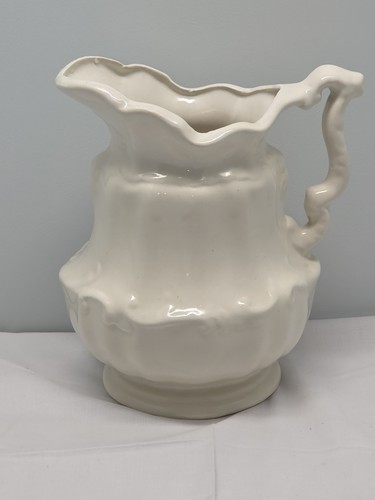 White ironstone large pitcher - ironstone,
