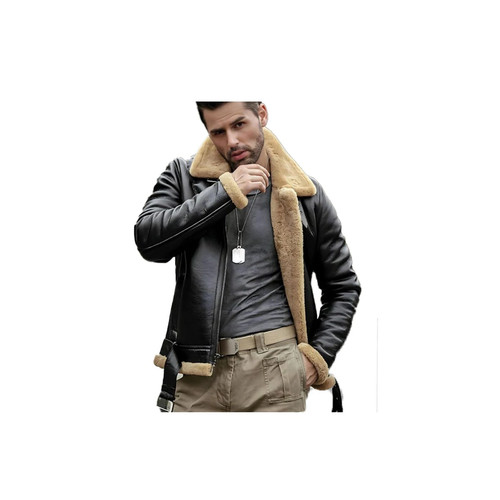 Men black shearling leather - men's,