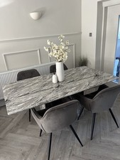 Black/ Grey Marble Dining Room Table