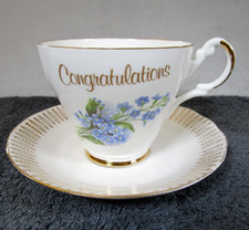 Lovely Vintage Argyle Bone China Congratulations Floral Tea Cup Unrelated Saucer