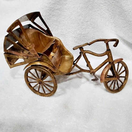 Vintage brass bicycle rickshaw - brass,