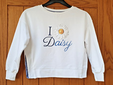 MONNALISA Designer Girls White Daisy Diamante Jumper Sweatshirt Age 11