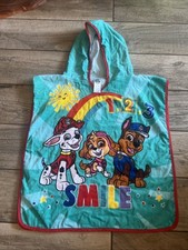 PAW PATROL Childrens Hooded Poncho Towel Beach Bath Cotton 55 x 110cm