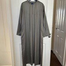 Men's Grey Emirati Thobe Islamic Clothing Jubba Robe 56 XL | Eid & Ramadan | New