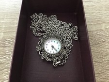 PAST TIMES VICTORIAN NECKLACE/ WATCH/STAINLESS STEEL /SILVER PLATED & MARCASITE 