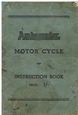 AMBASSADOR 197 & 225cc 2-STROKE MOTORCYCLE ORIG 1954 OWNERS INSTRUCTION HANDBOOK