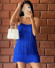 ZARA Cobalt Blue Fringed Mini