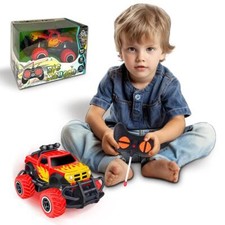 Kids Playset Mini RC Monster Truck 4-Way Remote Control Off-Road Car Set Vehicle