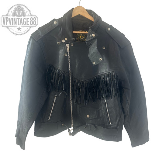 Vintage leather black biker - leather,