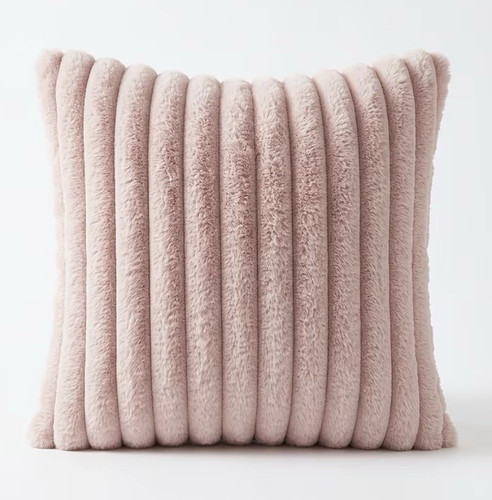 Pink ribbed faux - faux, square