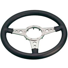 Moto-Lita MK4 Classic Leather Steering Wheel Dished 14'' Polished Spokes & Holes