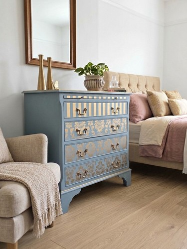 Vintage hand painted blue and - blue,