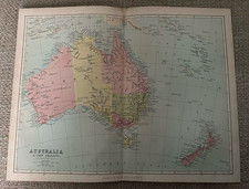 Antique Map Australia & New Zealand c1880 – Fold-Out Atlas Plate – Colonial Era