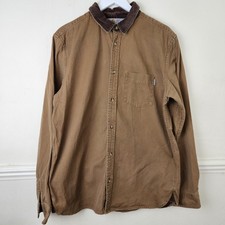 Carhartt Town Shirt Canvas Cord Collar Utility Chore Mens XL Brown 