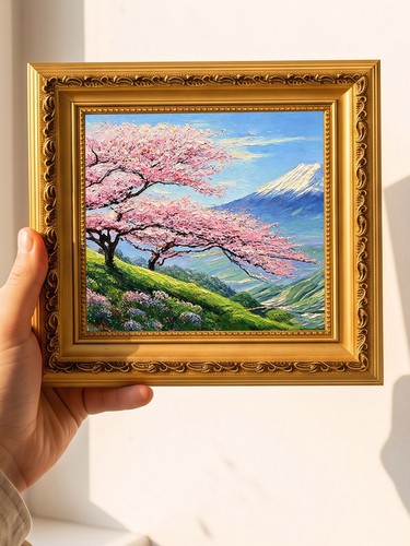 Cherry trees green hill oil - trees,