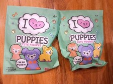 2 X  Topps I Love Puppies,  Cute Fuzzy Figures Tag Kids Toys, Ideal Xmas Gift !