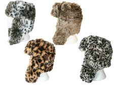 Faux Fur Trapper Hat Animal Print Thermal Winter Warm High Quality Hat 4 Colours