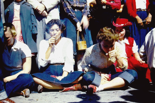 Woman cowboy boots smoking - woman,